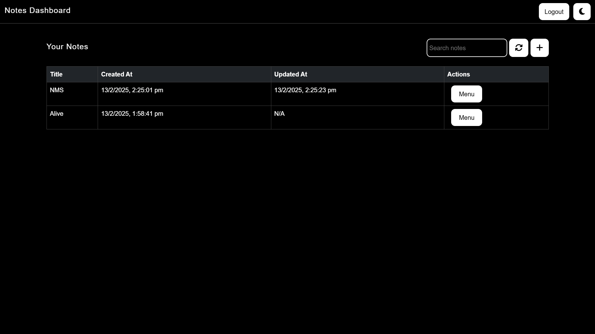 Notes Management System